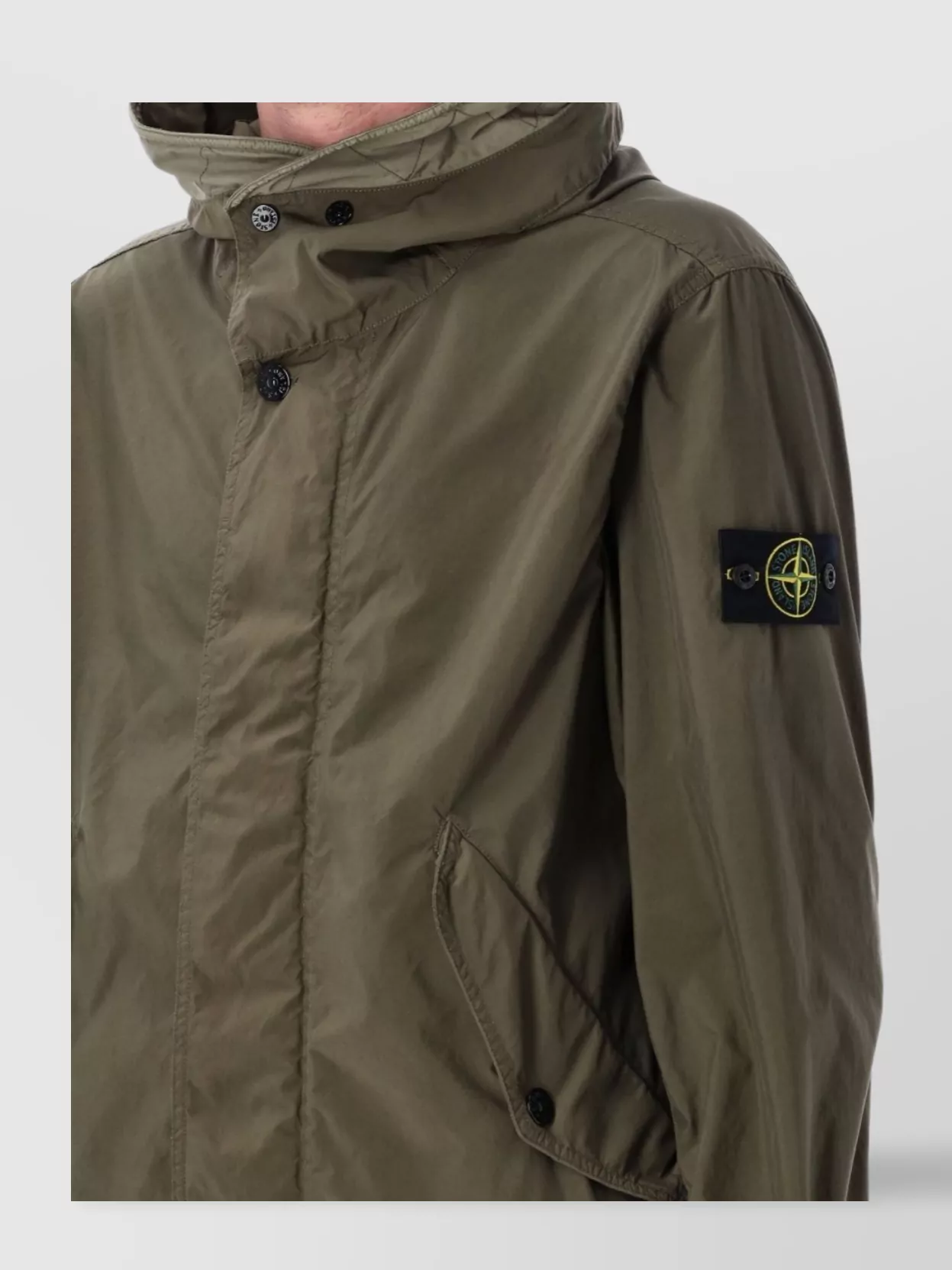 Stone Island Short Parka With Protective Hood In Gray