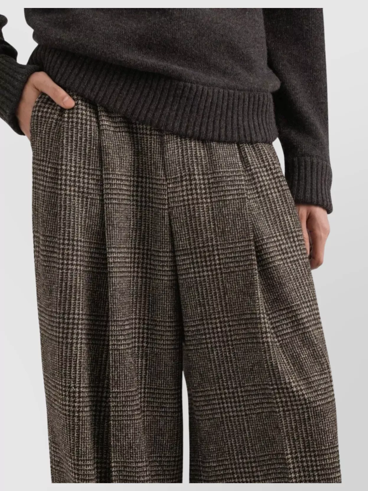 Dolce&Gabbana Wide-Leg Checked Trousers Cuffed Hems