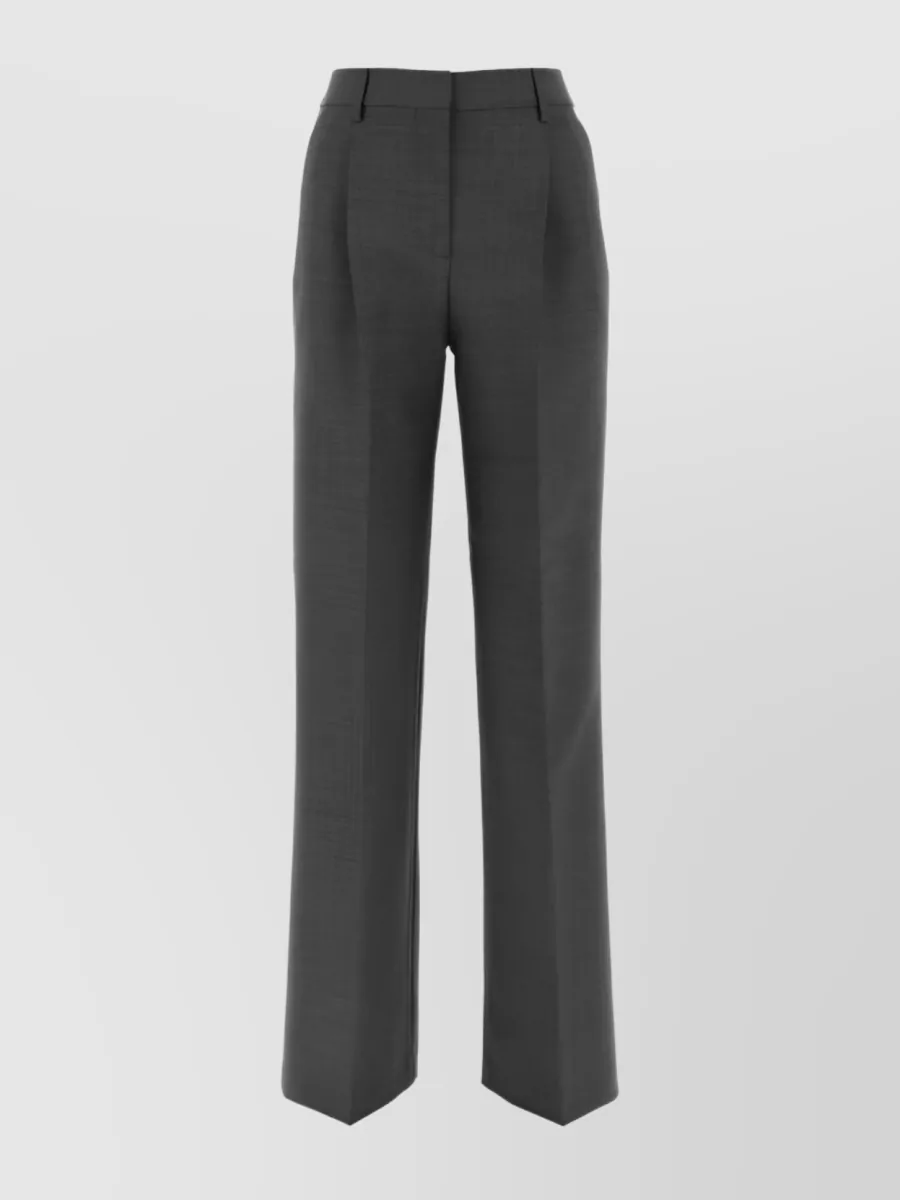 Shop Burberry Tailored Straight Leg Wool Trousers In Grey