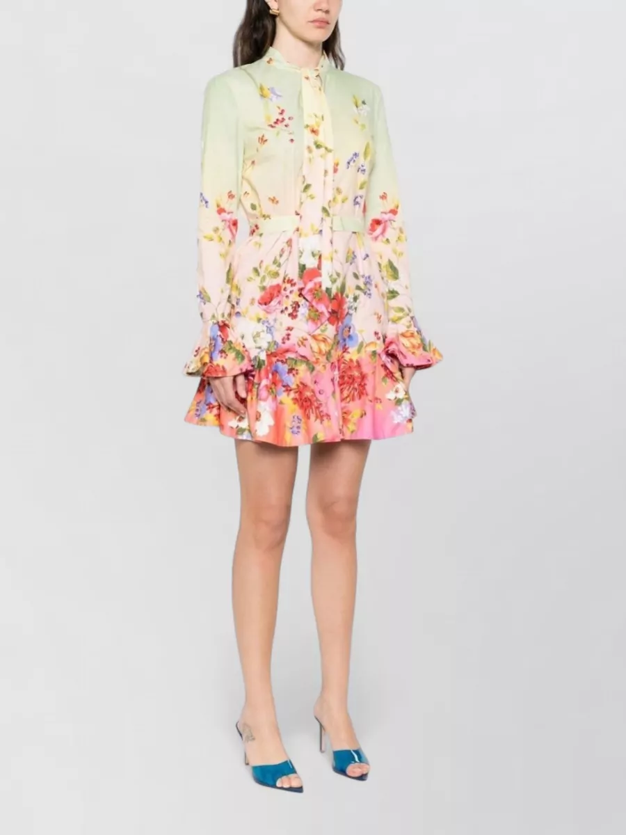 Roberto Cavalli Floral Silk Blend Dress High Neck