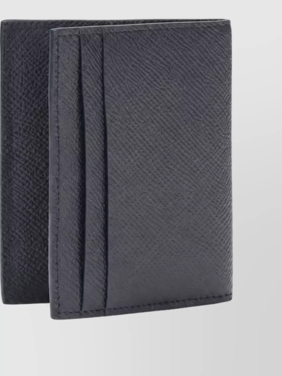 Ferragamo Hammered Calf Leather Card Holder