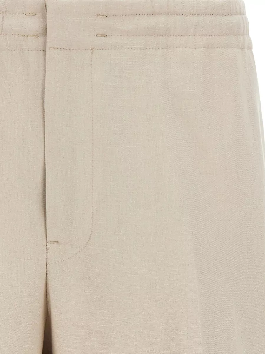 Zegna Linen Bermuda Shorts Featuring Back Side Pockets