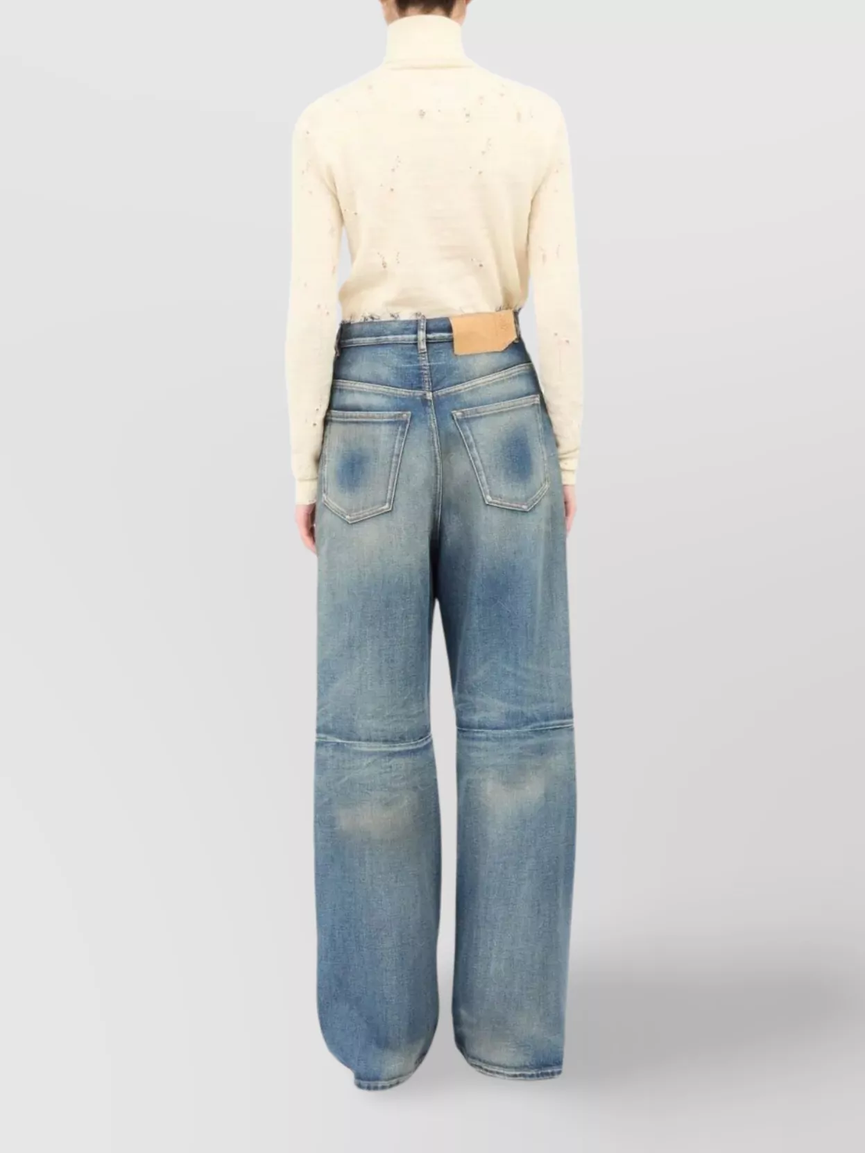 Mm6 Maison Margiela Wide-Leg Frayed Faded Five-Pocket Loop
