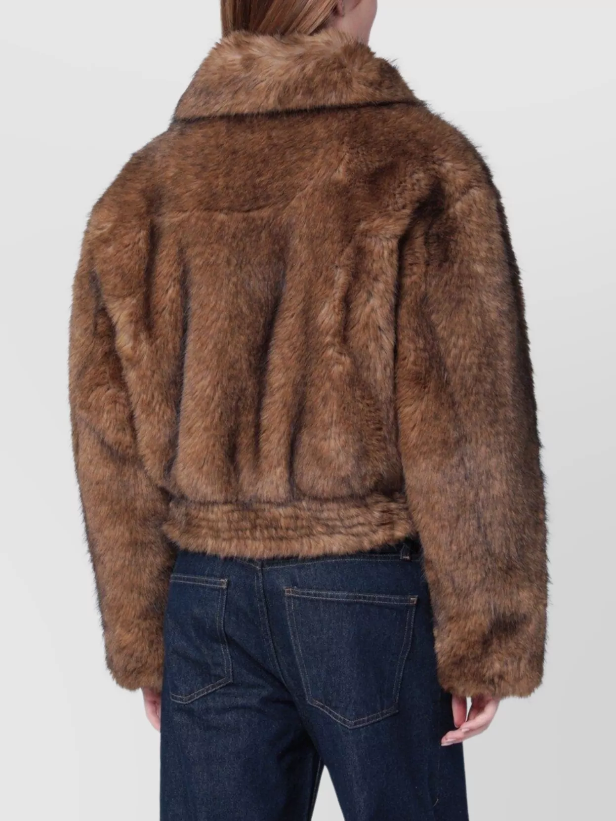 Stand Studio Faux Fur Bomber Jacket With Long Sleeves