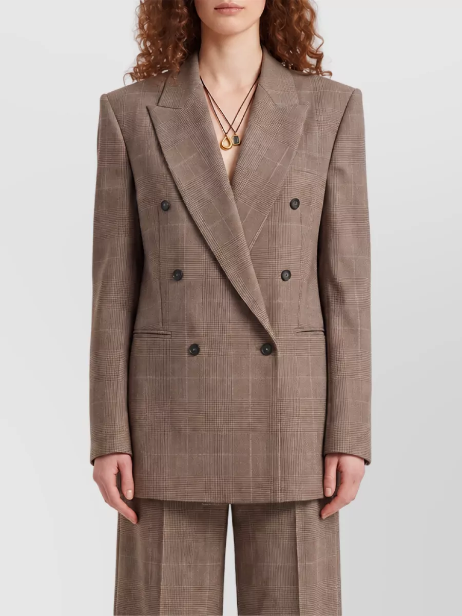 The Frankie Shop Virgin wool checked oversized double-breasted blazer