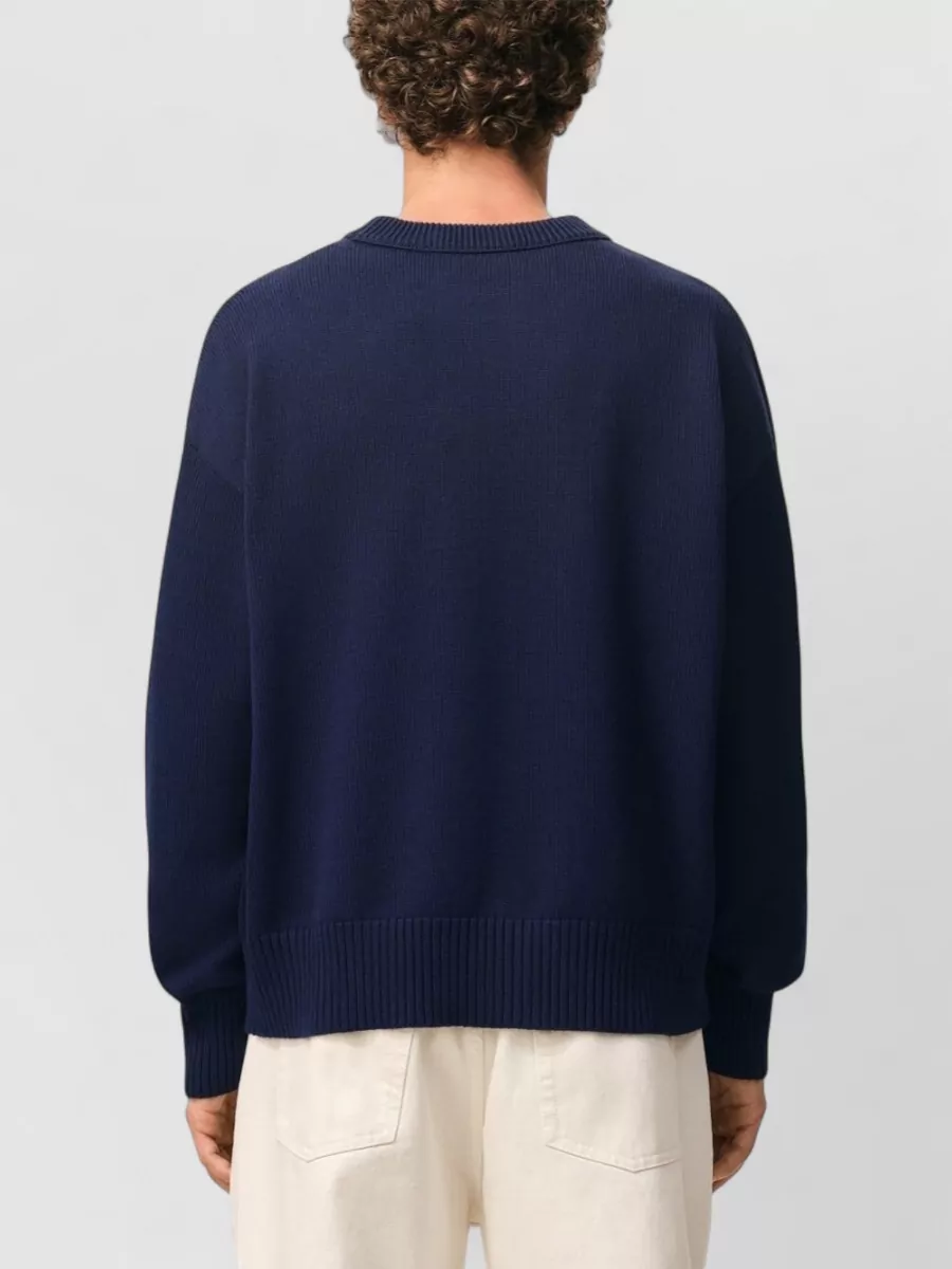 Ami Paris Crewneck Sweater Heart Motif Intarsia Knit