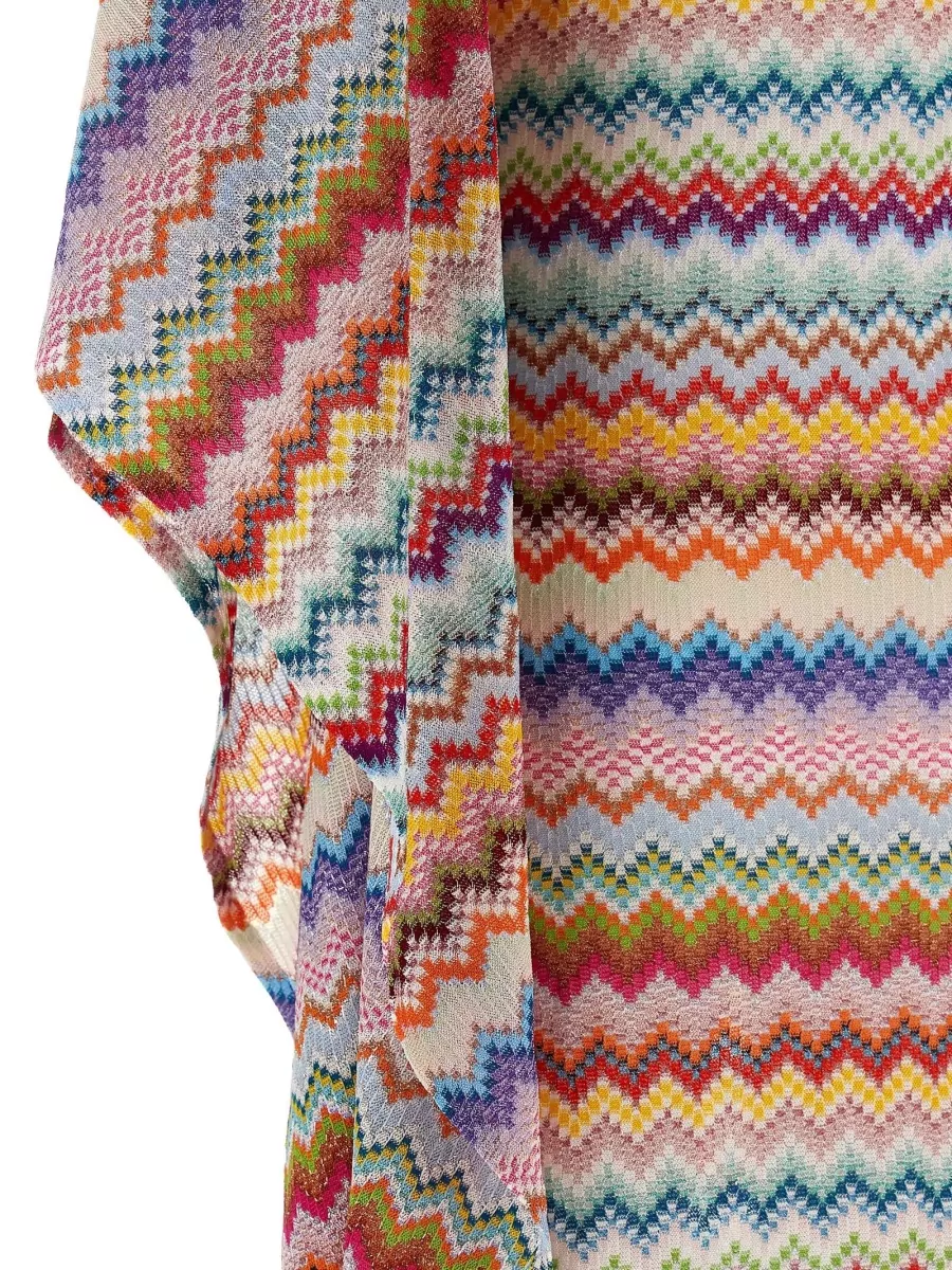 Missoni Knit Dress Zigzag Pattern V Neckline