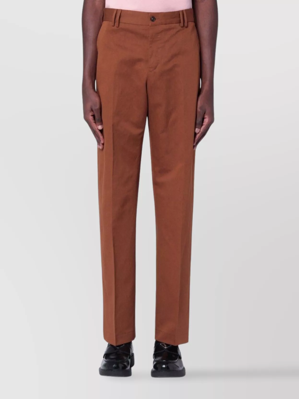 Pt Torino Cotton And Linen Trousers With Straight Leg In Red