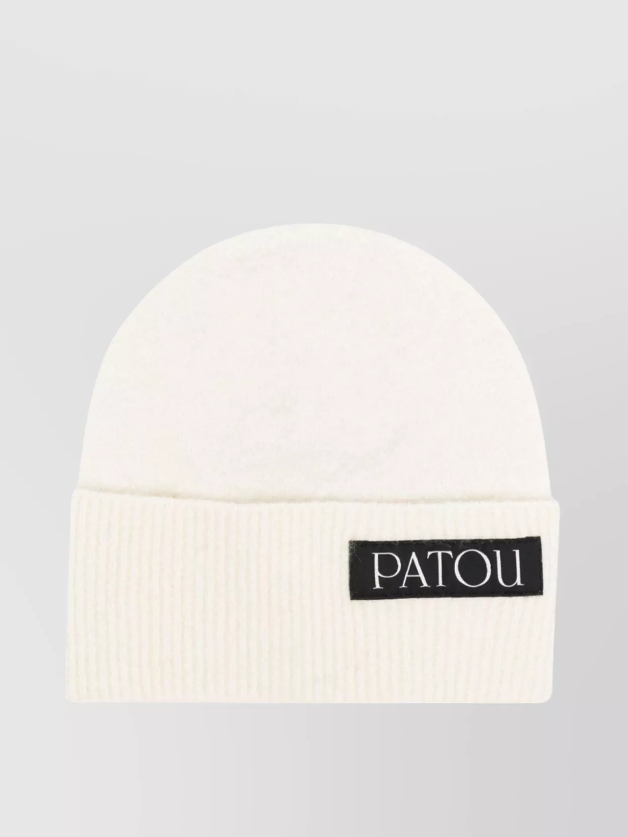Shop Patou Textured Knit Logo Patch Beanie In White