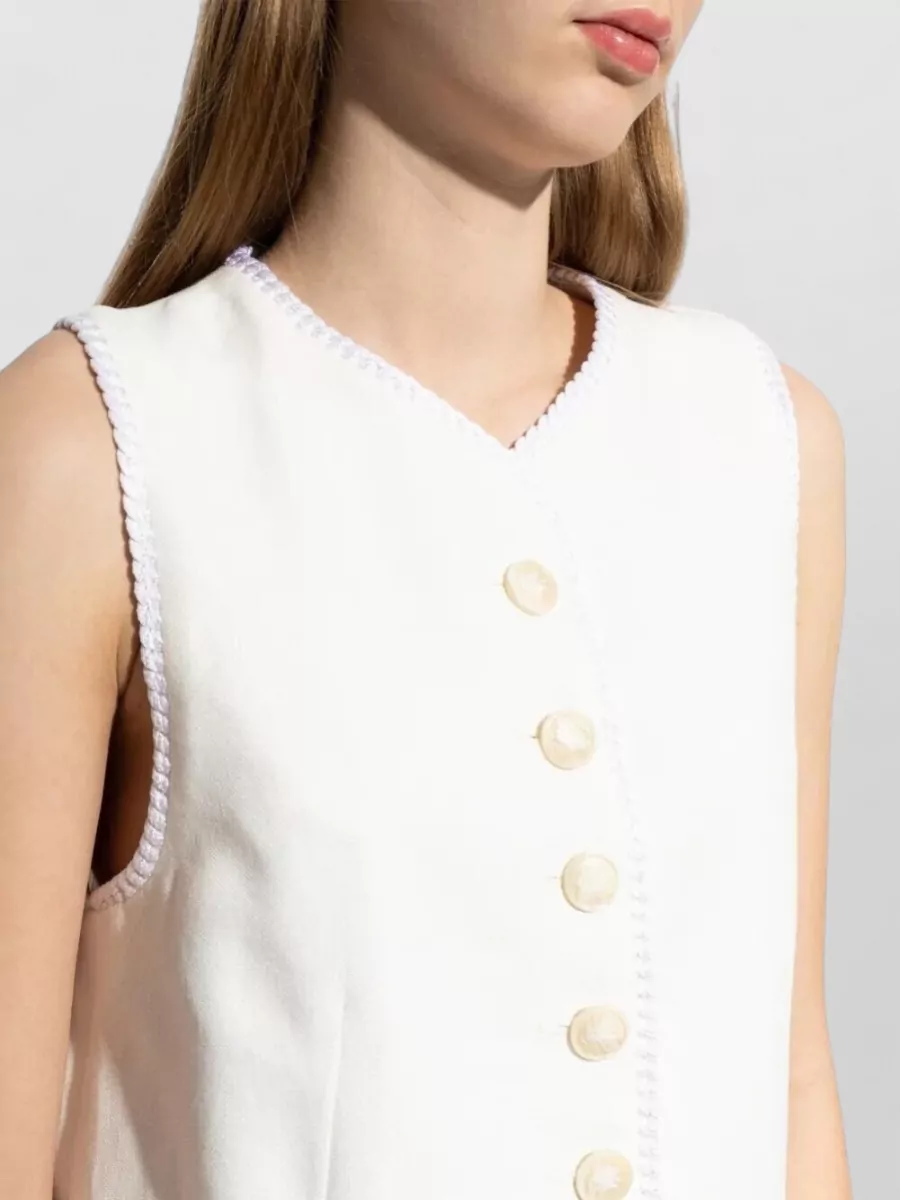 Etro Waistcoat V Neck Textured Contrast Trim