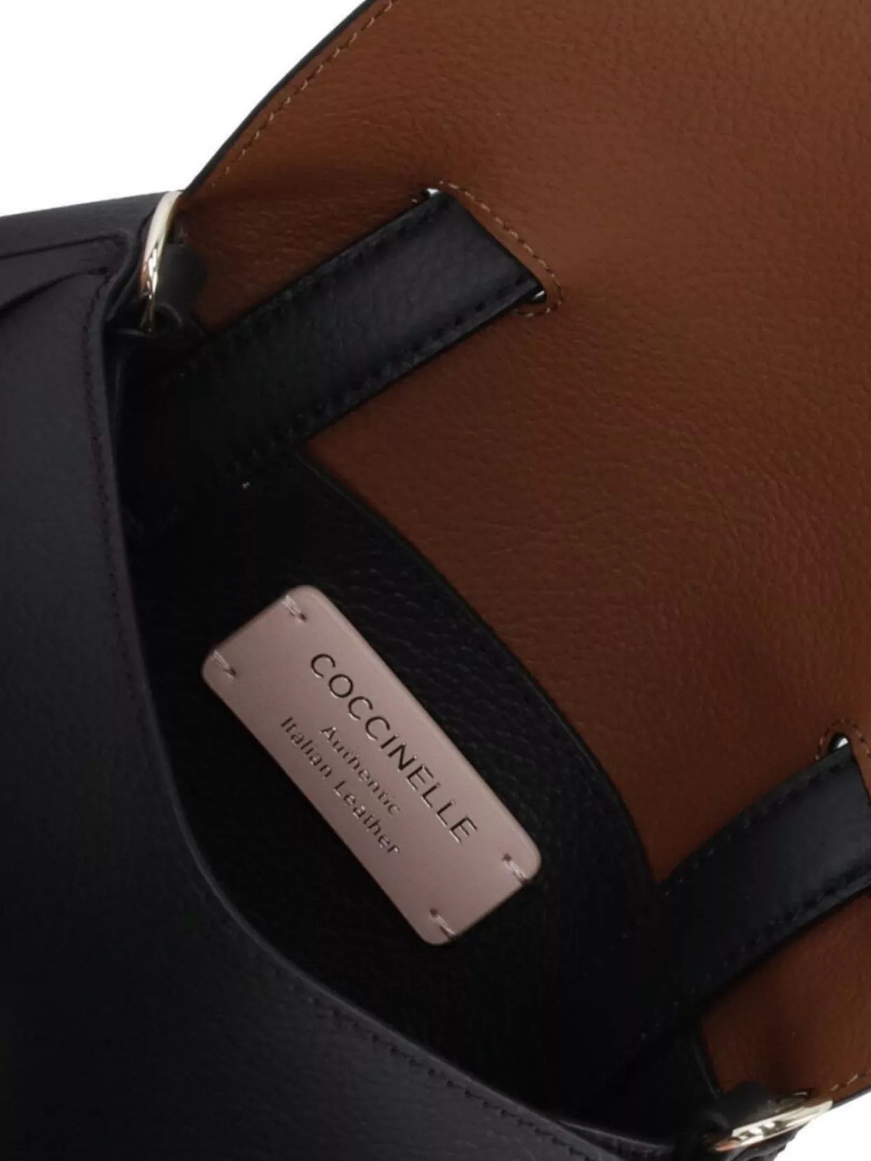 Coccinelle Pebbled Leather Shoulder Bag With Gold Hardware