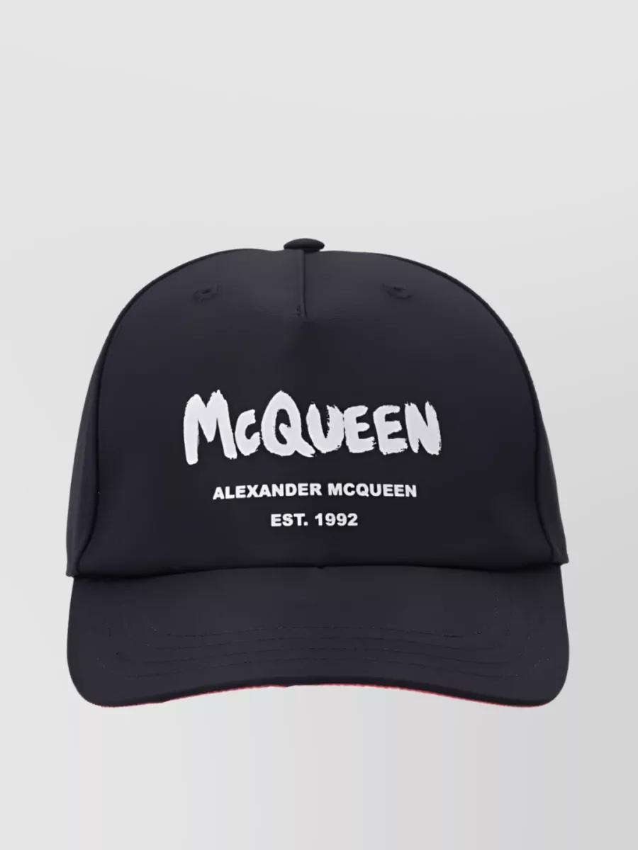 Shop Alexander Mcqueen Front Logo Aqua Cap In Black