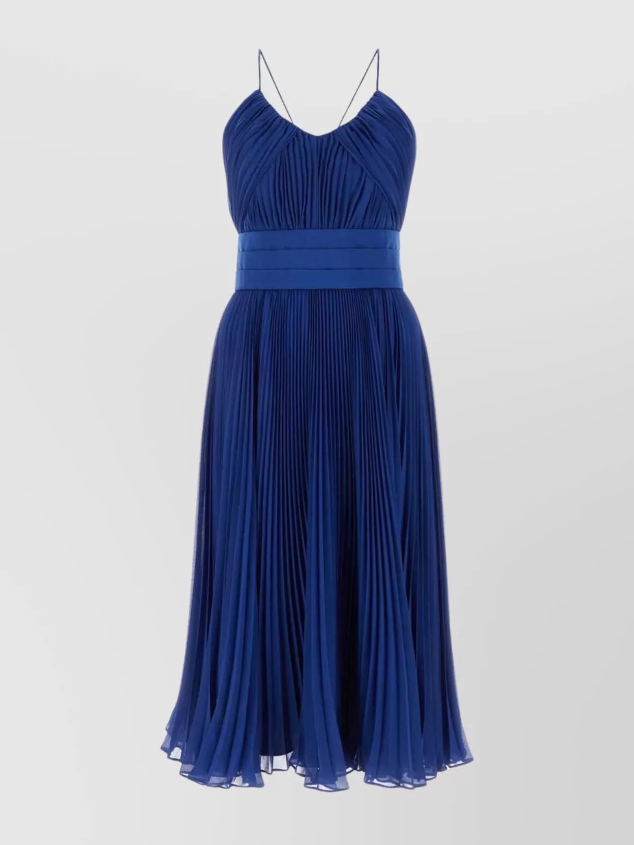 Max Mara Crepe Clarino Dress Spaghetti Straps In Blue