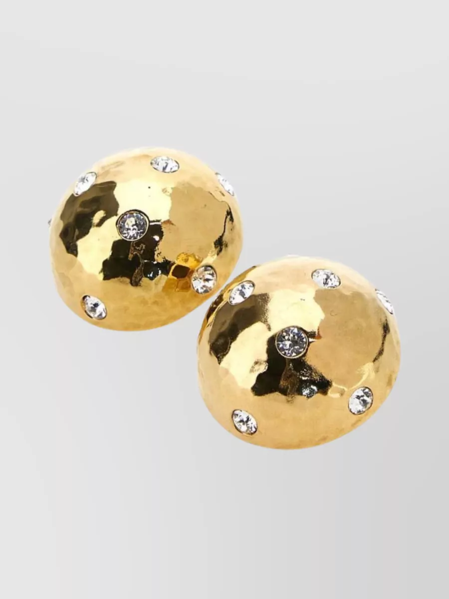 Saint Laurent Crystal-embellished Clip Earrings In Yellow
