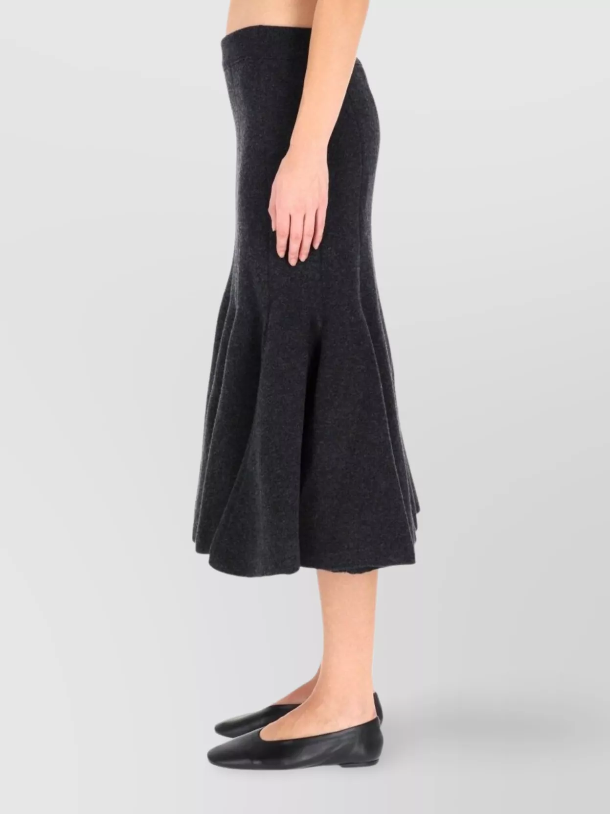 Bottega Veneta High Waist Flared Hem Textured Skirt In Black
