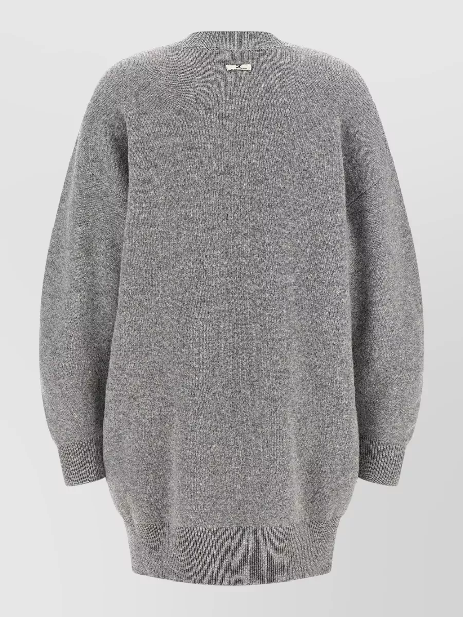 Elisabetta Franchi Cashmere Wool Ribbed Knee-Length Long-Sleeve Knit Dress