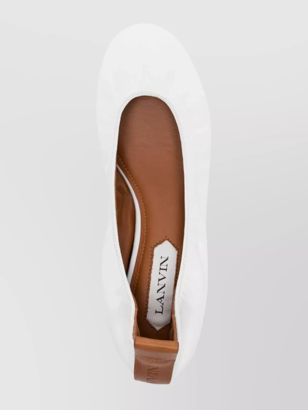 Lanvin Round Toe Ballerina Shoes With Leather Sole In White