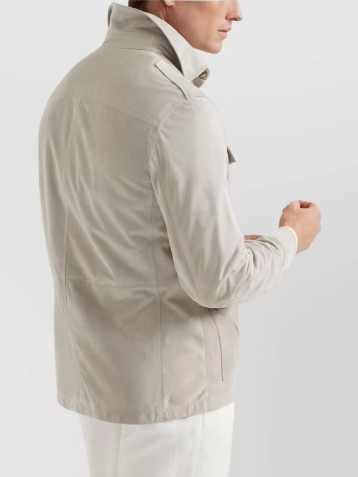 Brunello Cucinelli Leather Jacket With Collared Design And Epaulettes