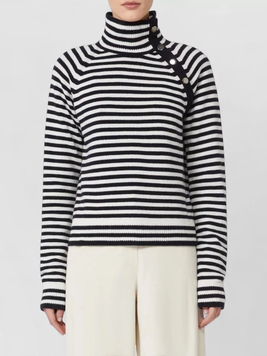 Max Mara Mxmpaniera Striped Stand Up Collar Sweater