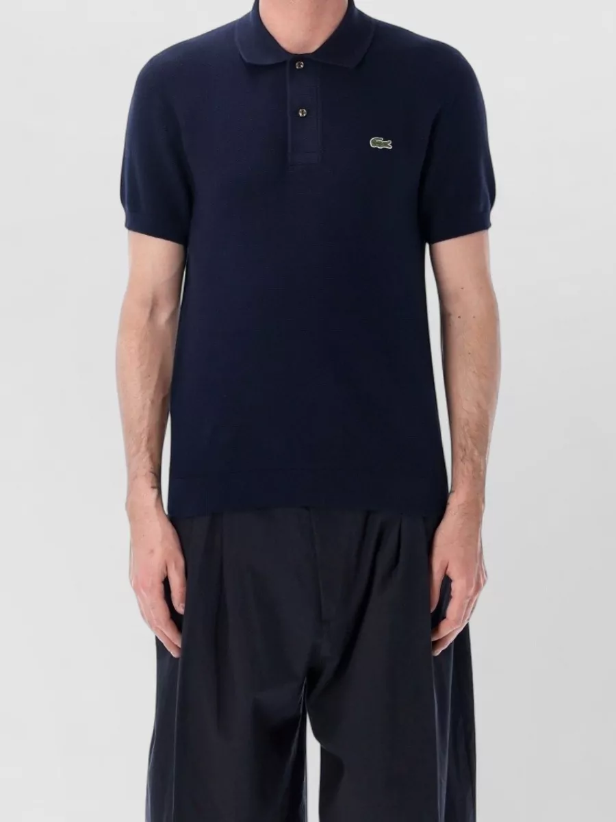 Lacoste cotton bouclé knit short-sleeve polo shirt