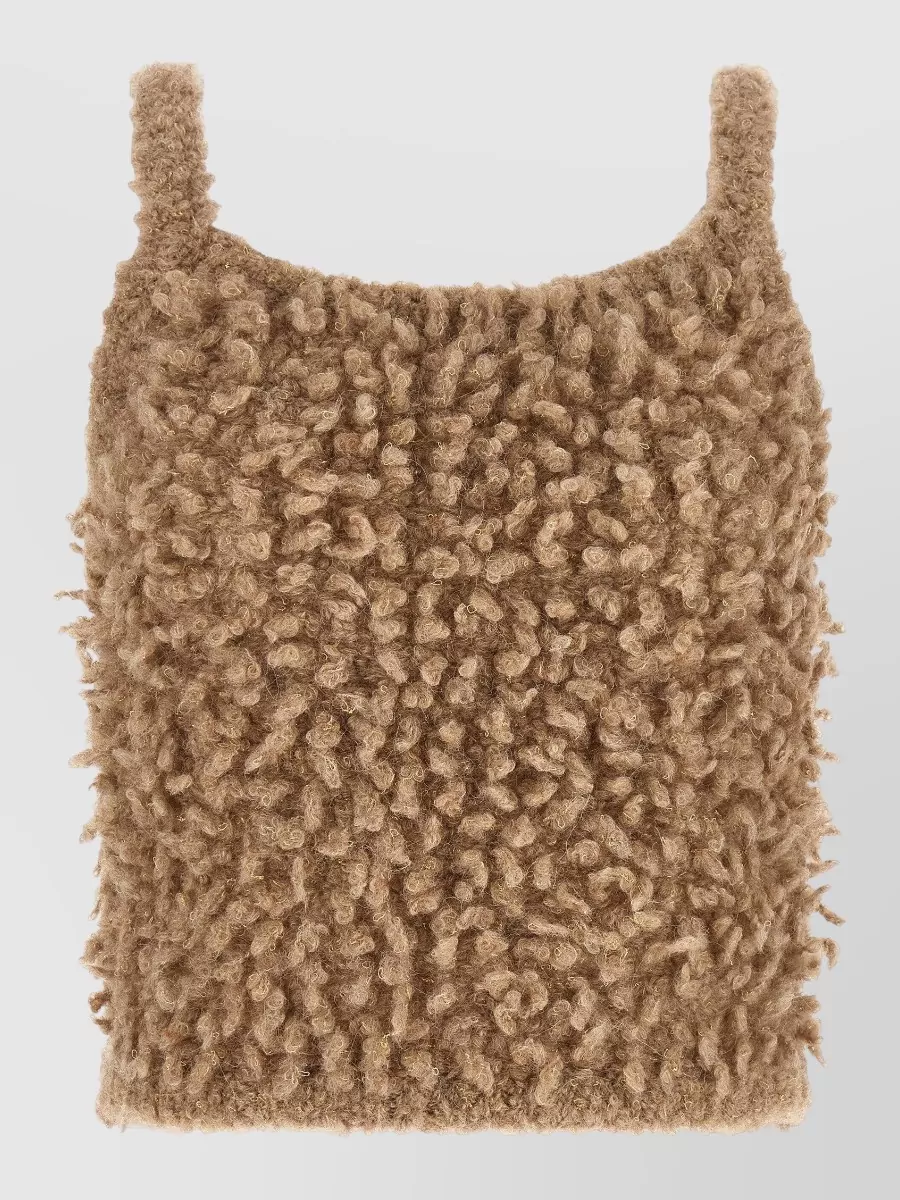 Peserico bouclé cropped square-neck knitted top