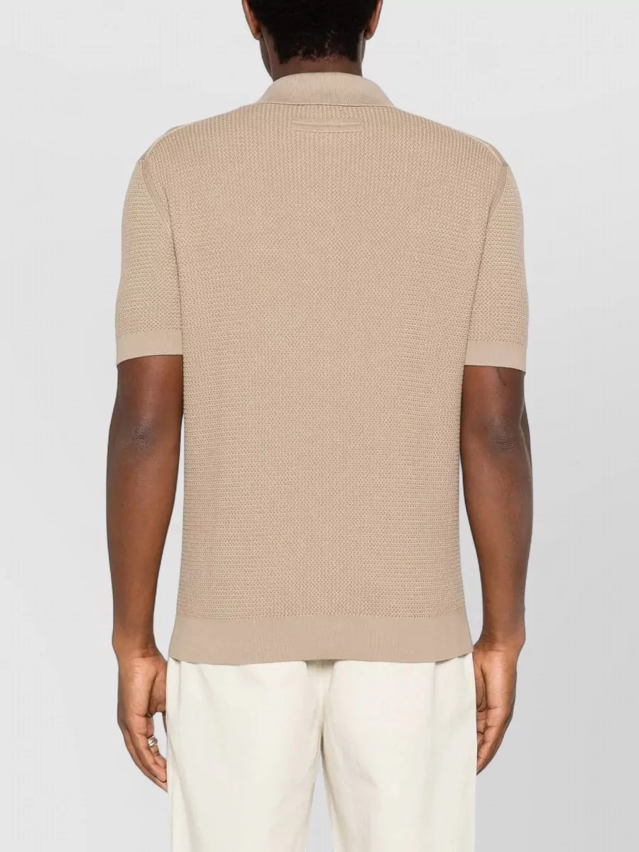Zegna Jacquard Knit Regular Fit Short Sleeve Polo Shirt