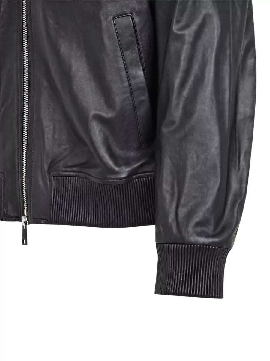 Yves Salomon Leather Bomber Jacket