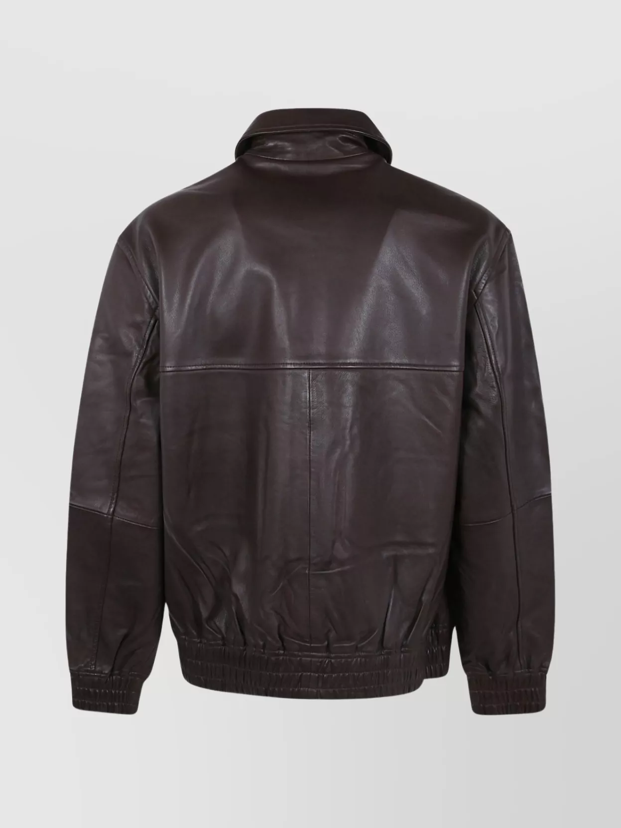 Studio Nicholson Collared Leather Bomber Jacket Featuring Pockets
