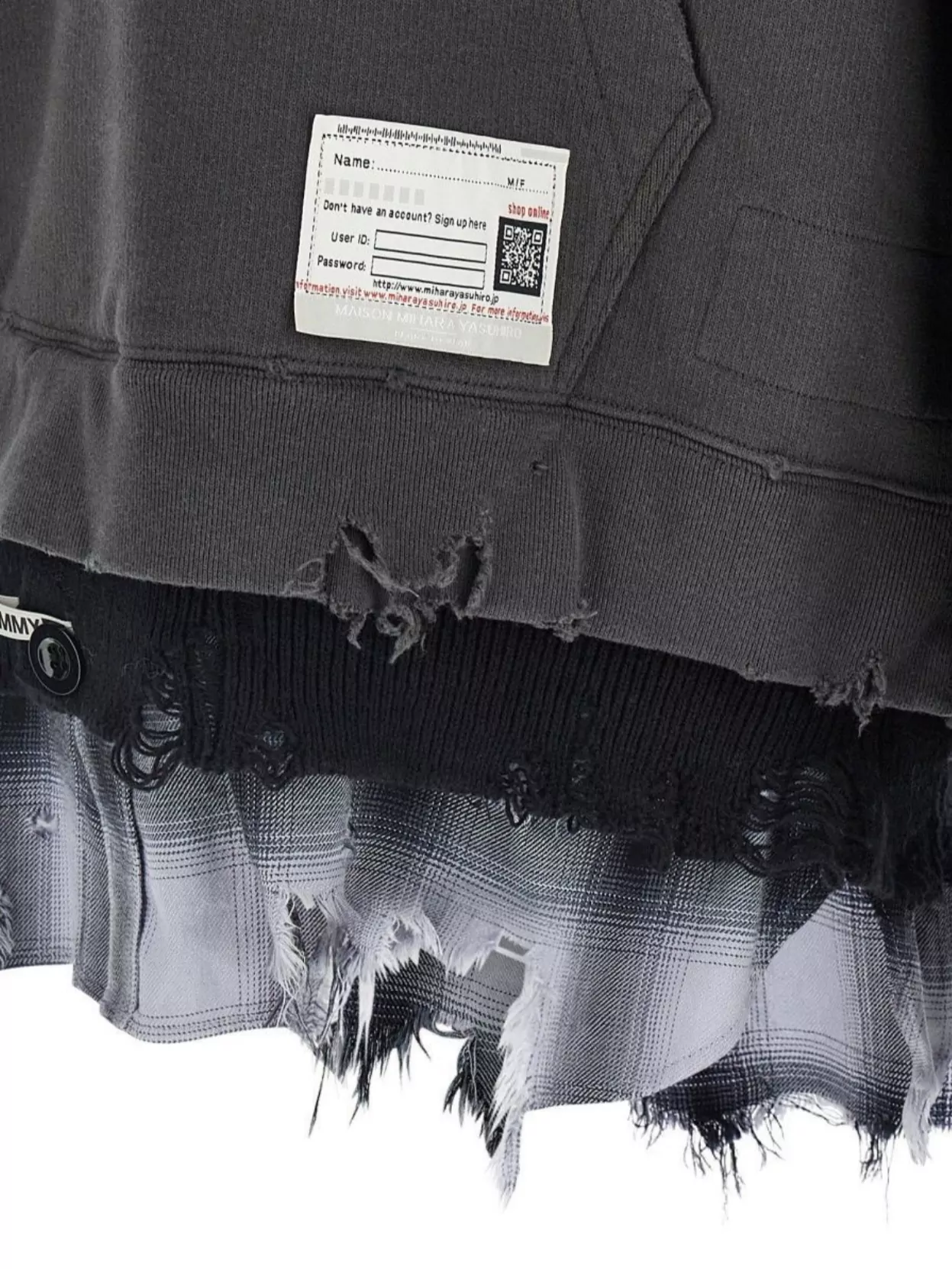 Maison Mihara Yasuhiro Layered Half-Zip Hoodie Front Pocket