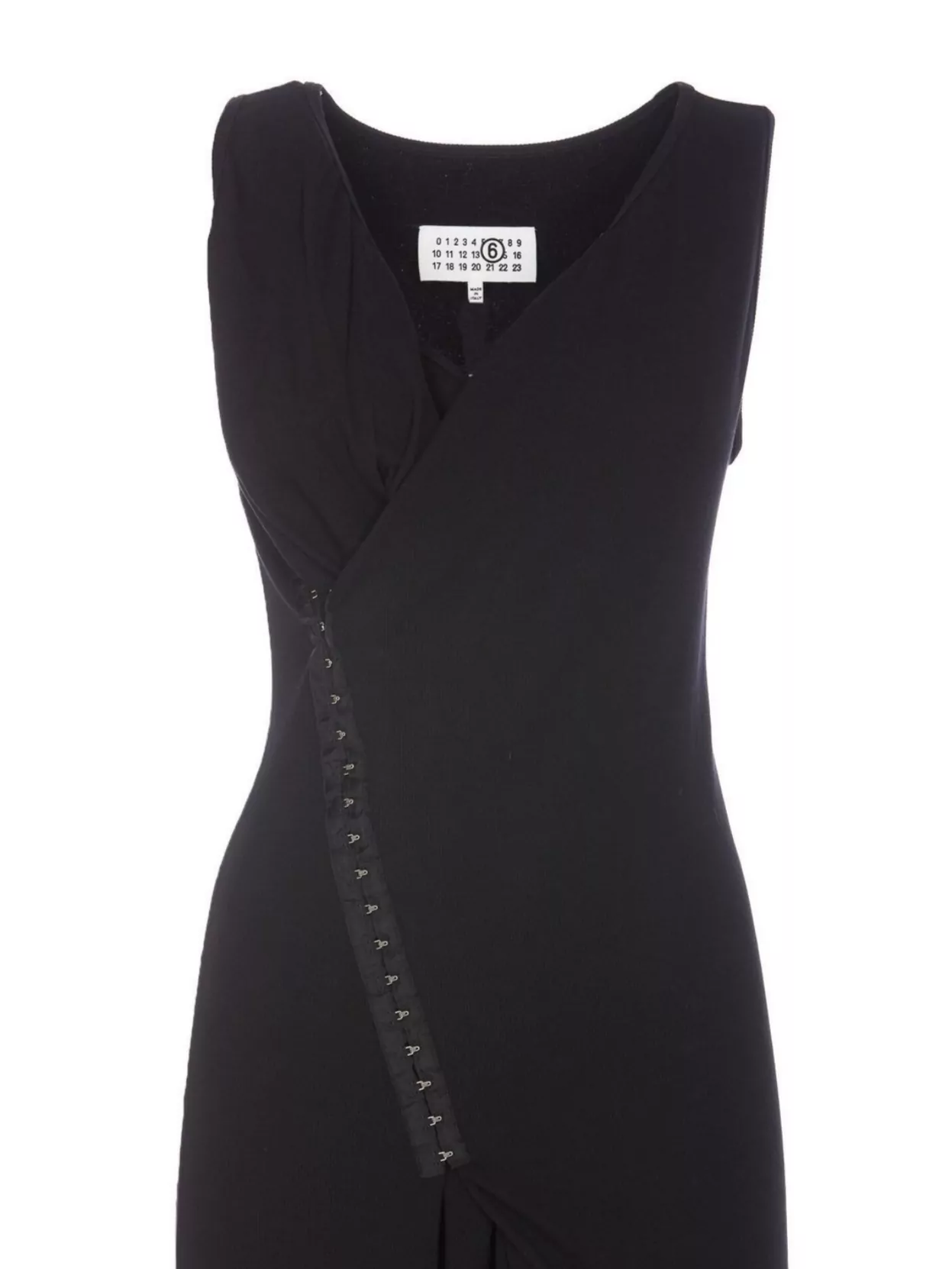 Shop Mm6 Maison Margiela Crewneck Midi Length Sleeveless Wrap Detail Dress