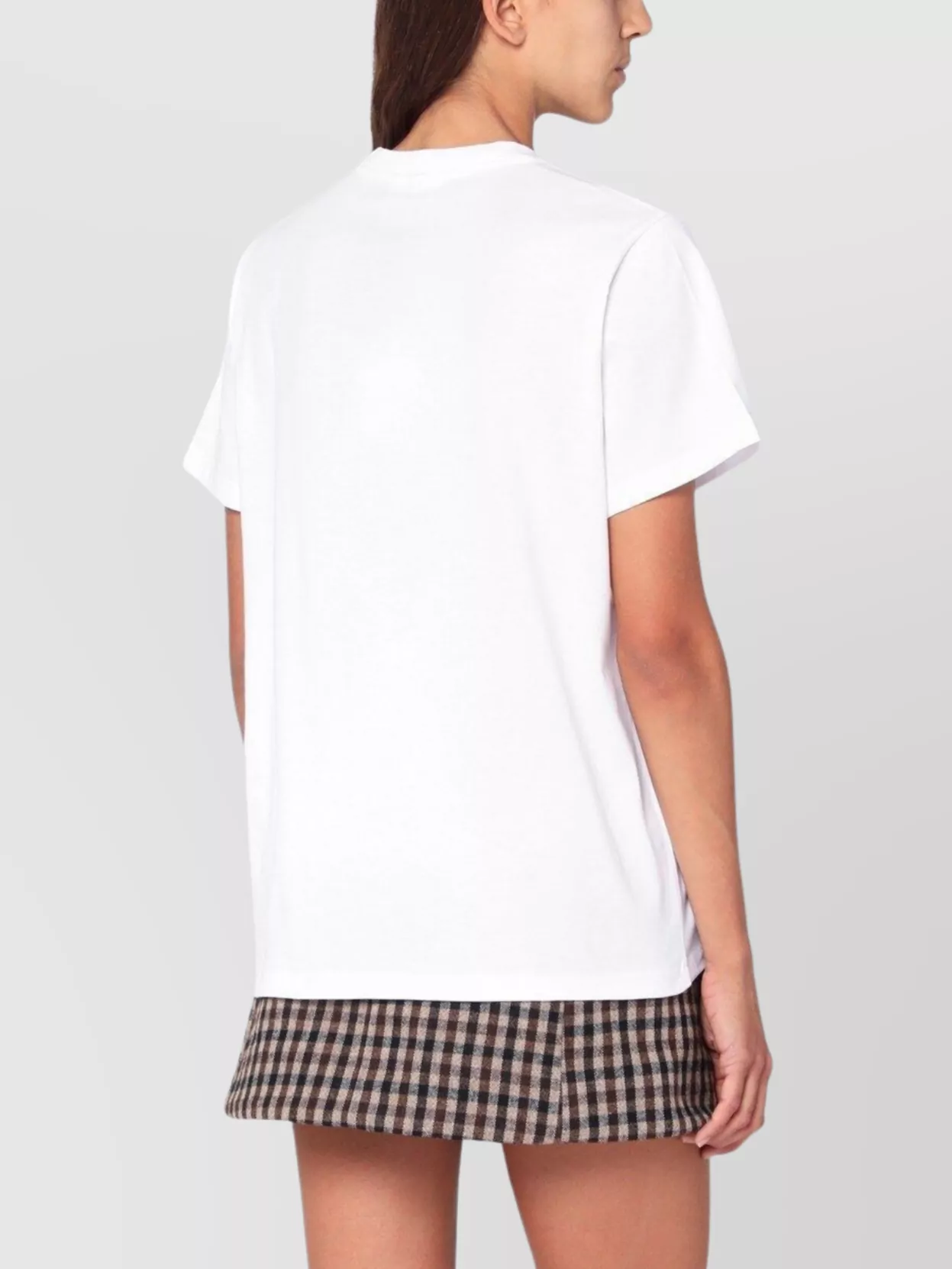 Ganni White Crewneck T-shirt With Maxi Logo On The Front In Cotton Jersey Woman In Brown