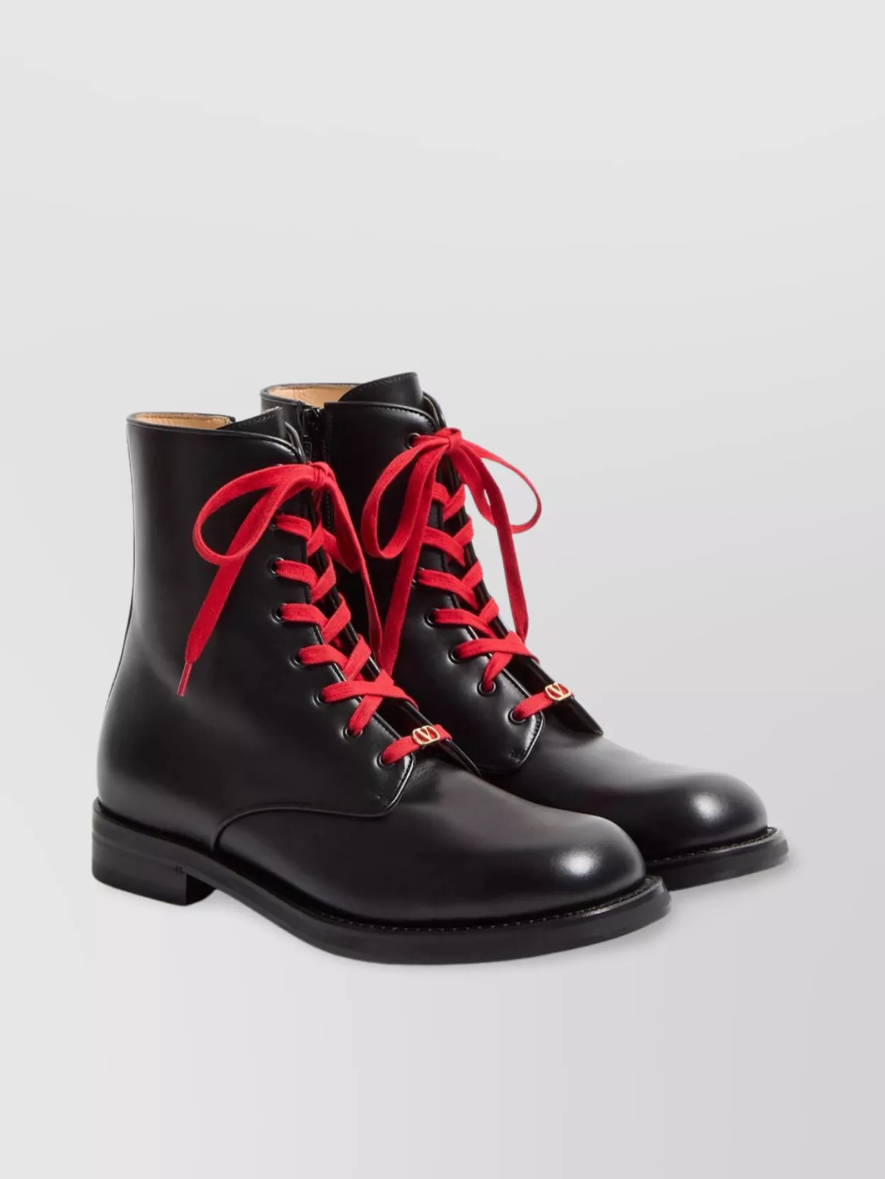 Valentino Garavani Calfskin Ankle Boots With Double Laces