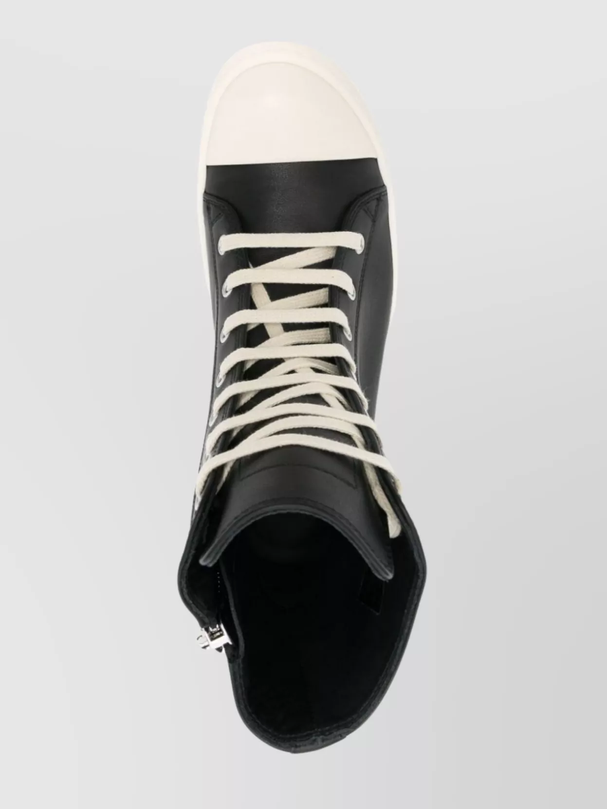 Shop Rick Owens High-top Leather Sneakers Rubber Sole