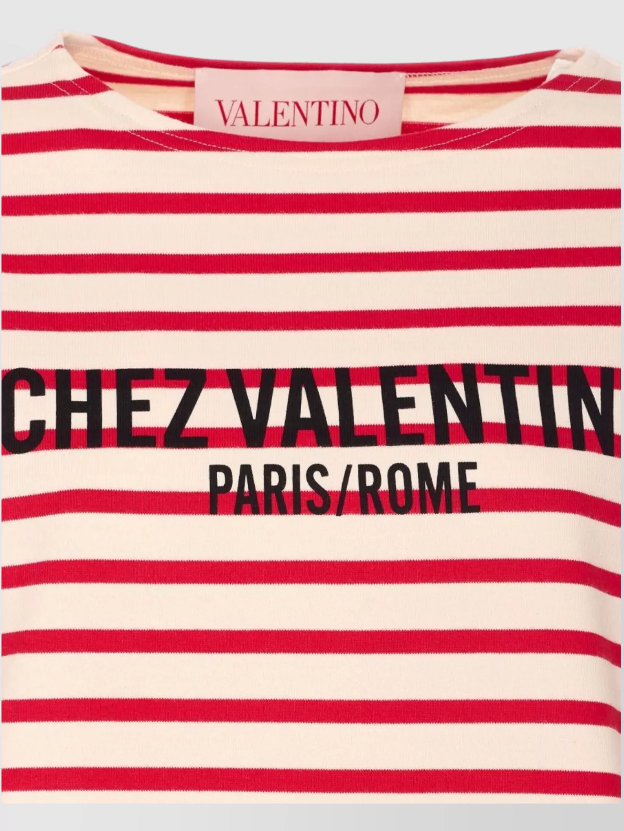 Valentino Womens Avorio Rosso Striped Brand-print Cotton-jersey T-shirt