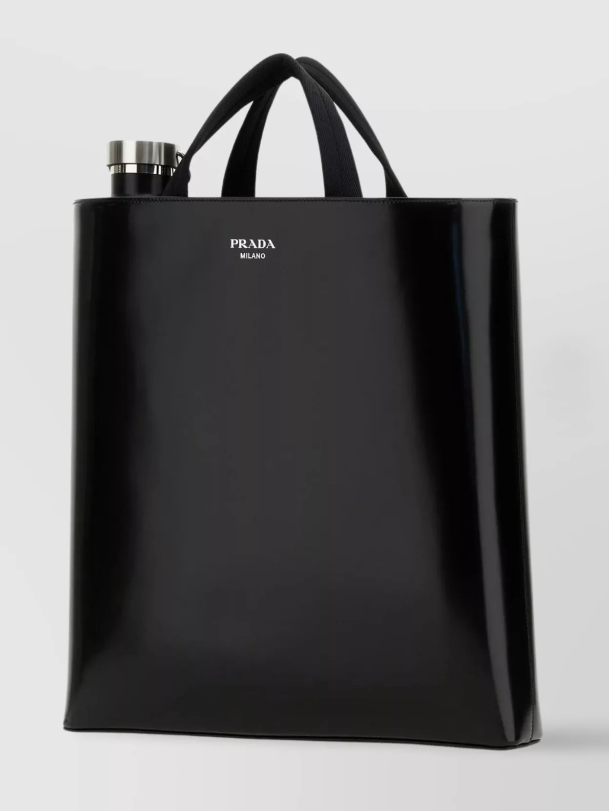 Shop Prada Leather Shopping Bag With Detachable Bottle Holder