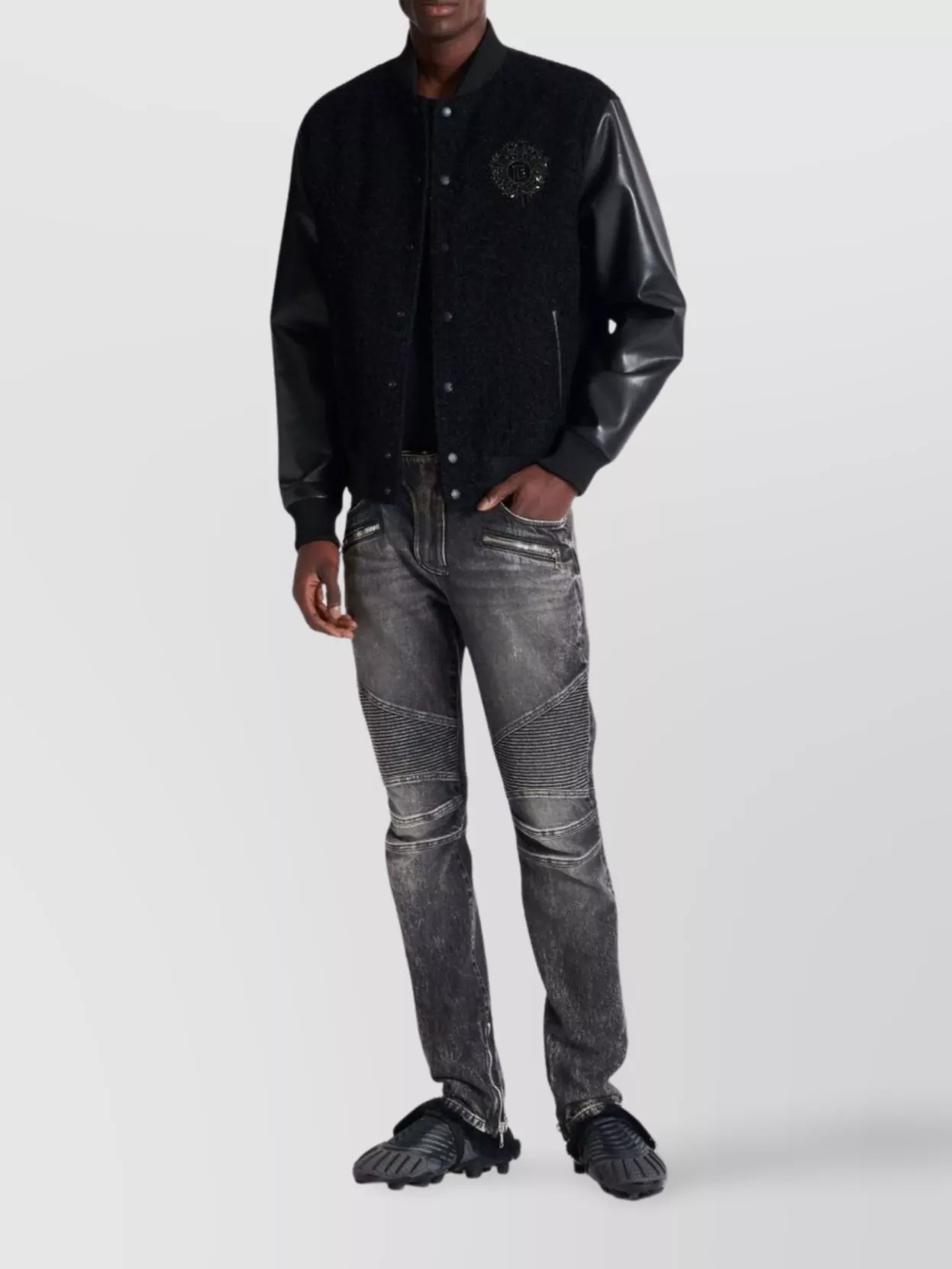 Balmain Straight Trousers With Distressed Finish And Zip Pockets