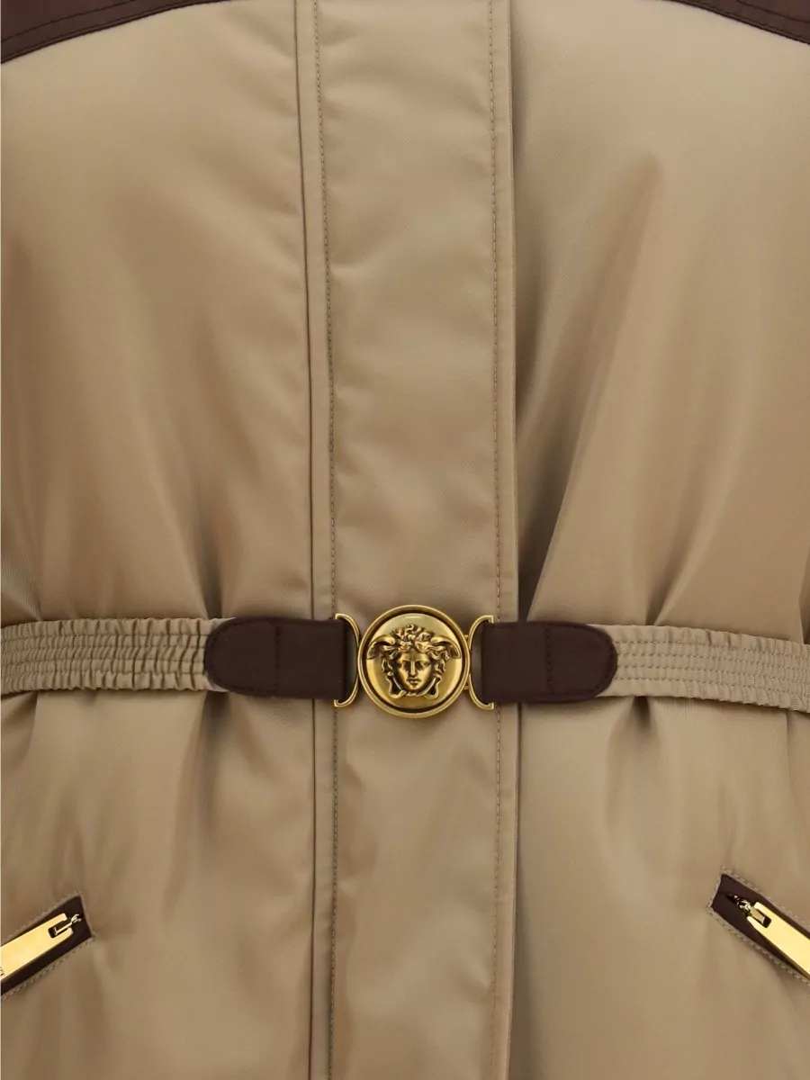 Versace Quilted Belted Nylon Coat