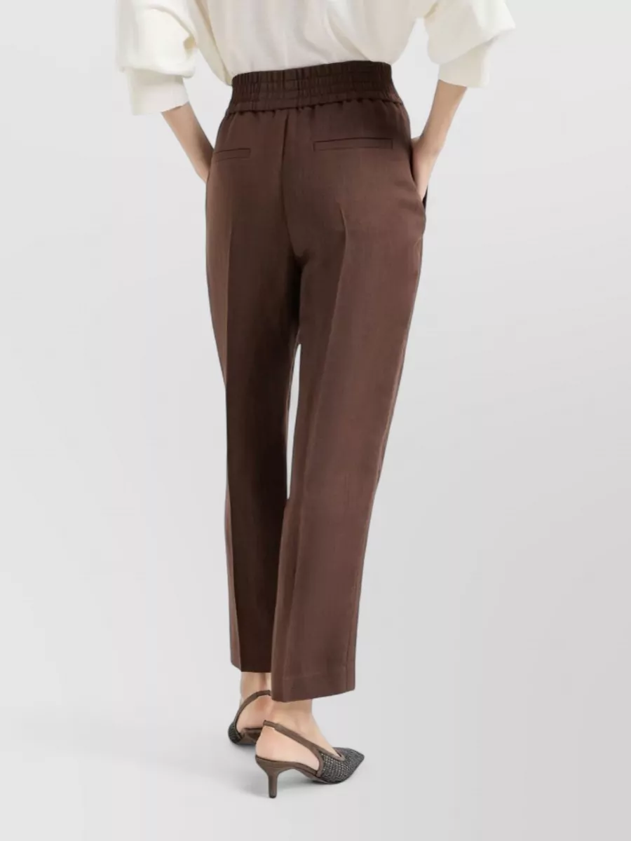 Brunello Cucinelli Linen Blend Trousers Relaxed Straight Leg Seams