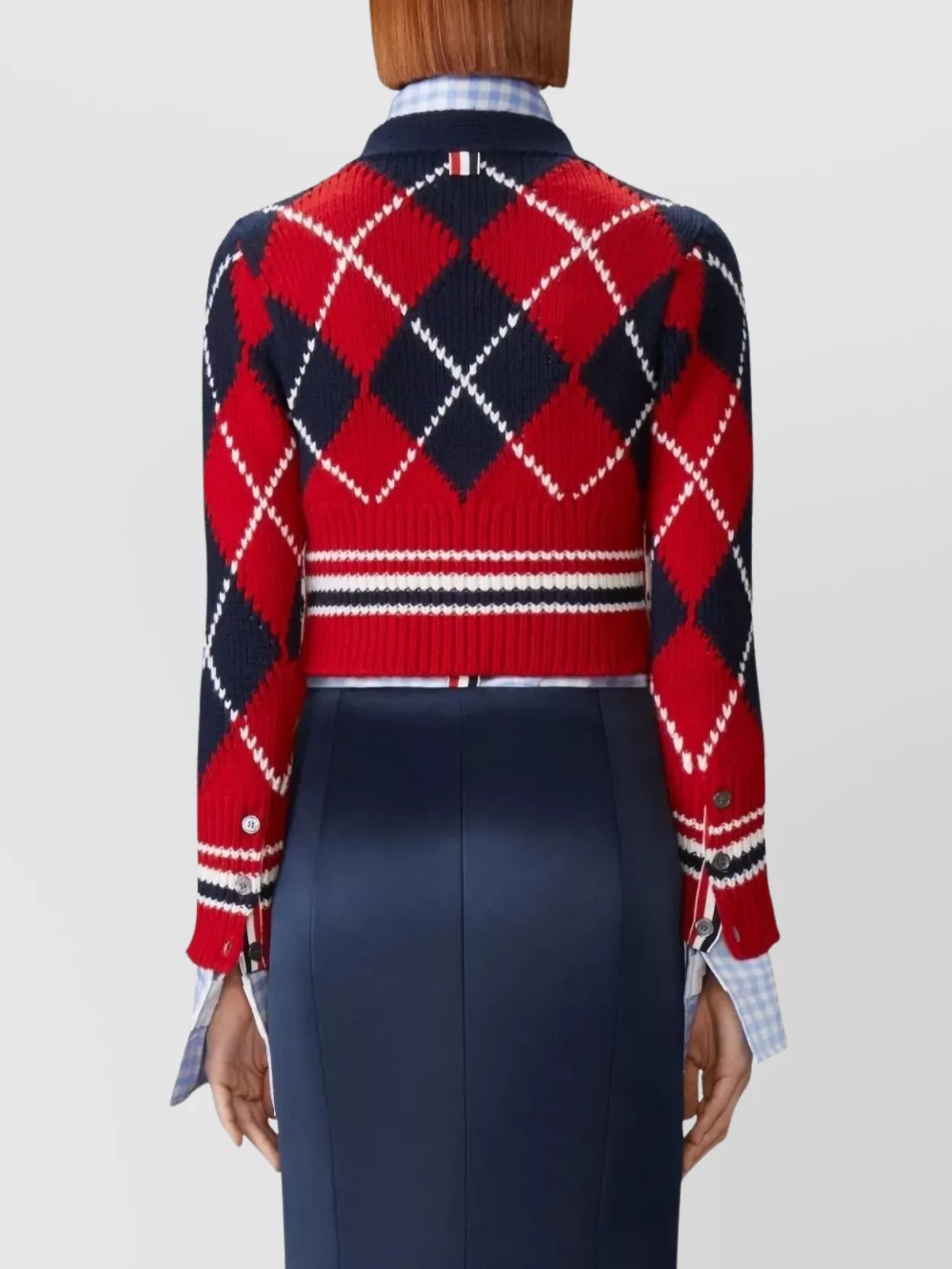 Thom Browne Argyle Pattern V Neck Cardigan In Merino Wool