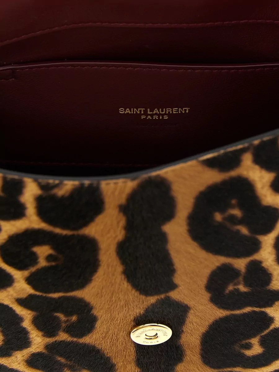 Saint Laurent Leopard Print Crossbody Bag With Chain Strap
