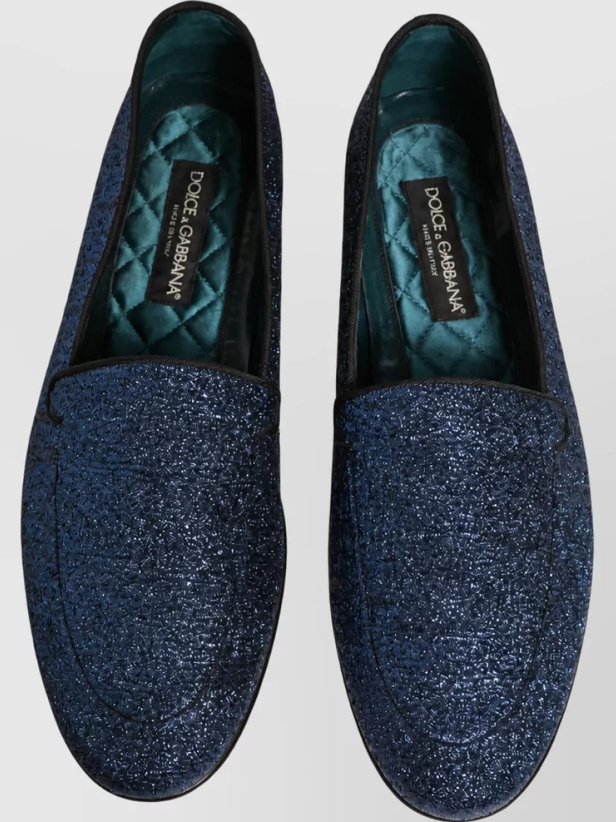 Dolce&Gabbana Leather Glitter Logo Slippers