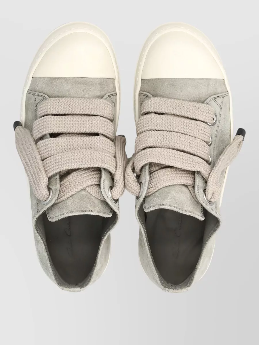 Rick Owens Leather Jumbo Lace Low-Top Sneakers