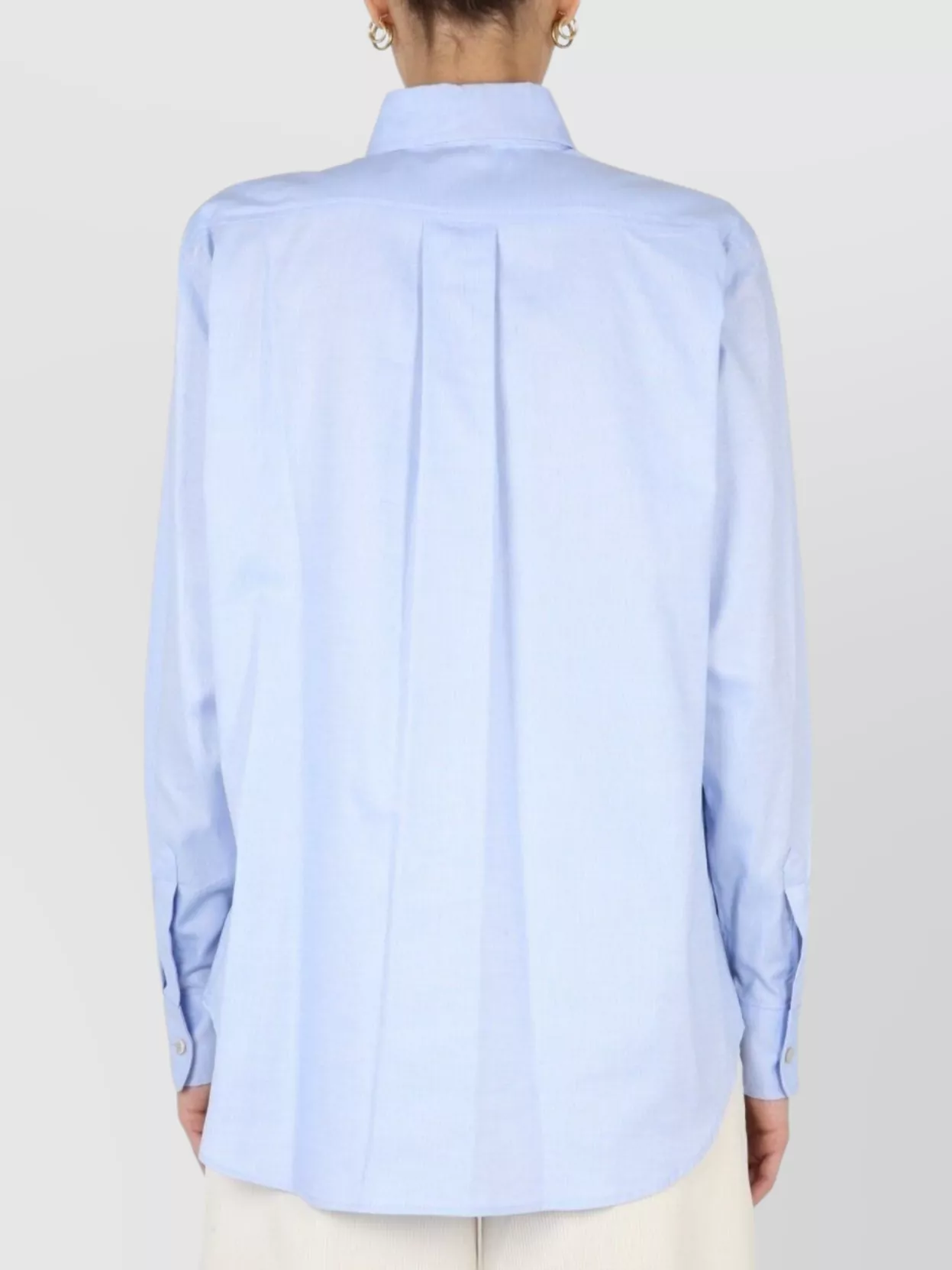 Ballantyne Button-down Shirt With Pleated Back And Curved Hem In Blue