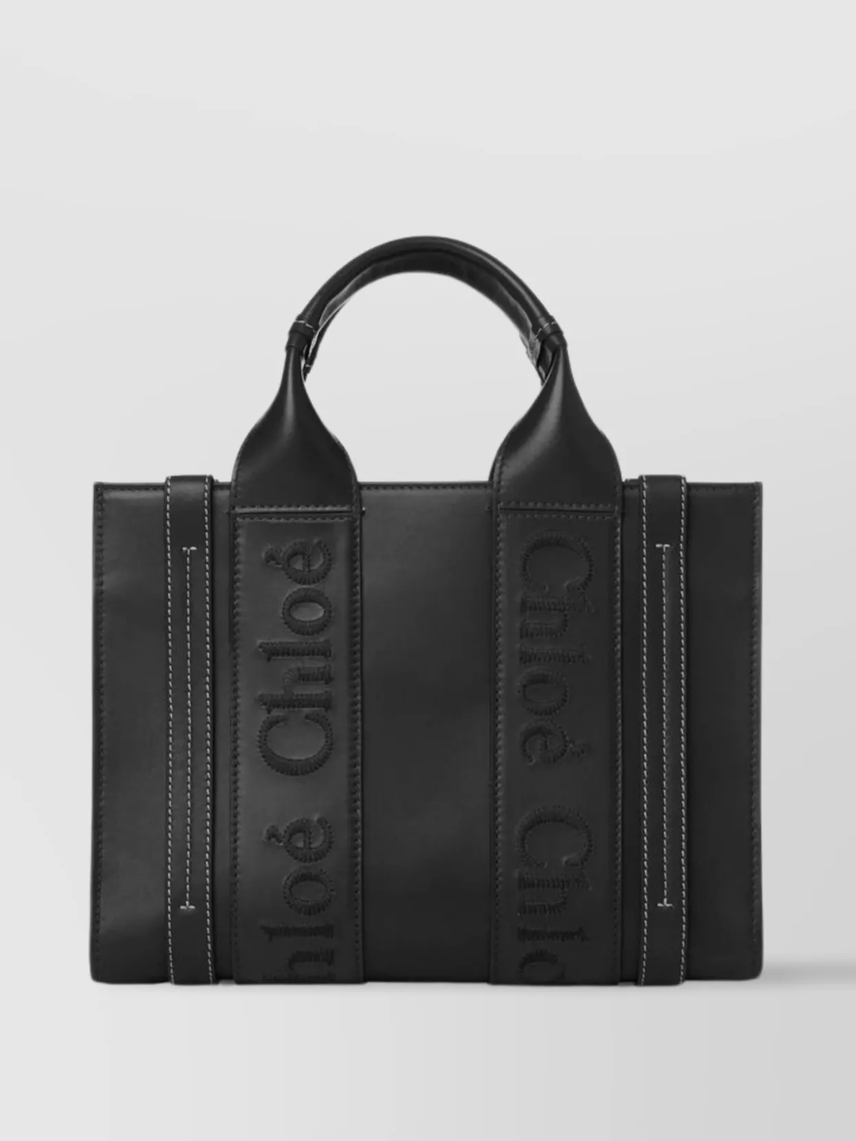 Chloé Structured Woody Tote With Contrast Stitching
