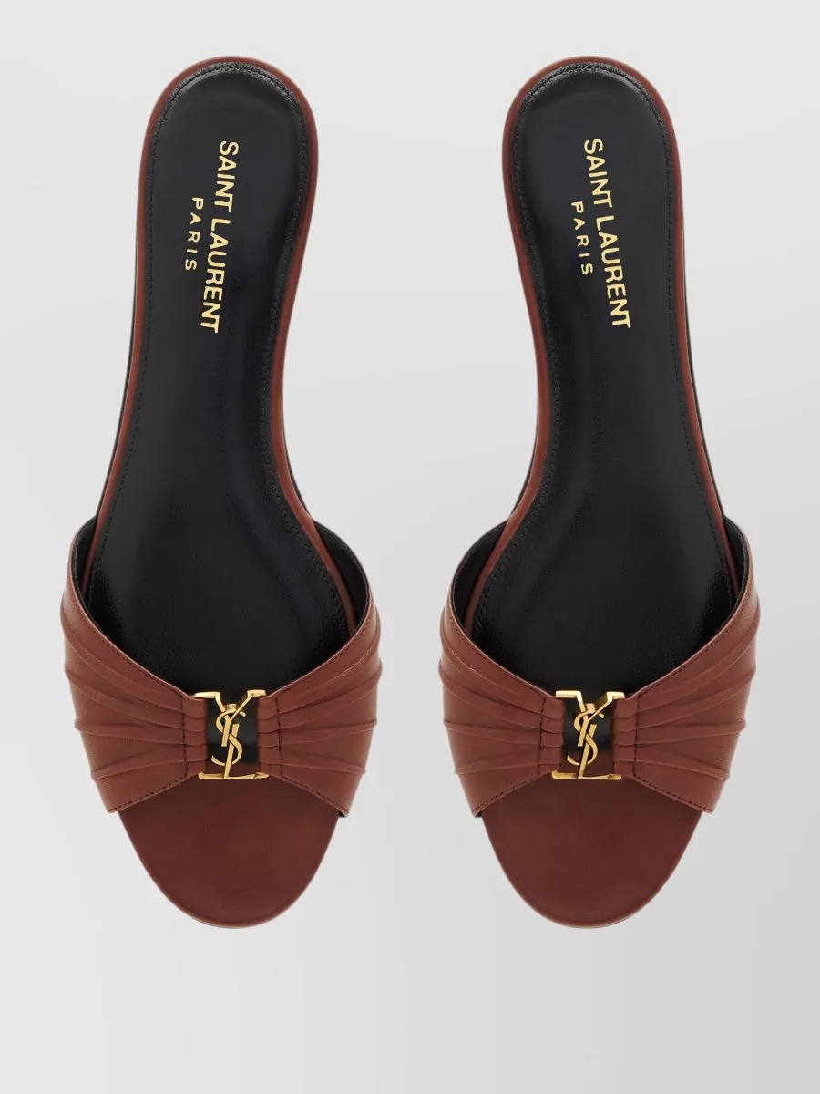Saint Laurent Leather Babylone Peep-Toe Mules