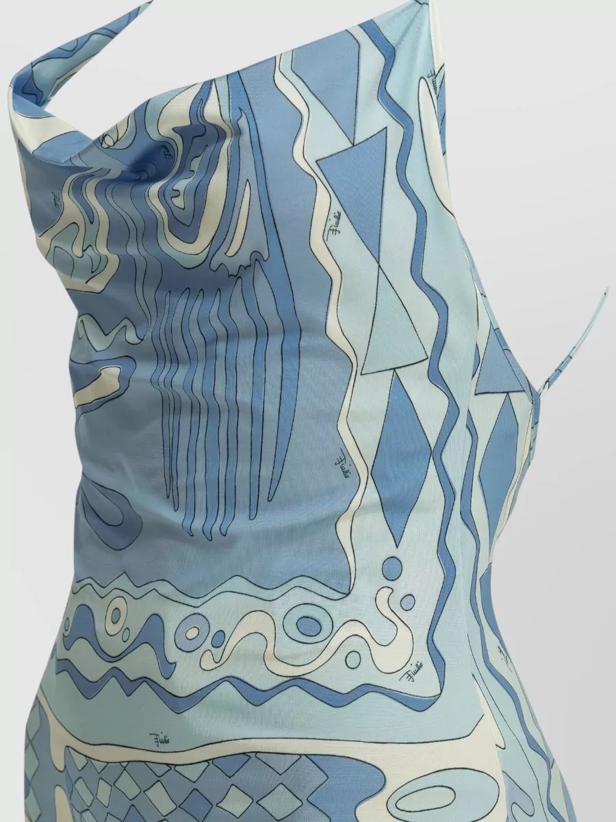 Pucci Angoli Mini Dress Open Back Straps In Blue