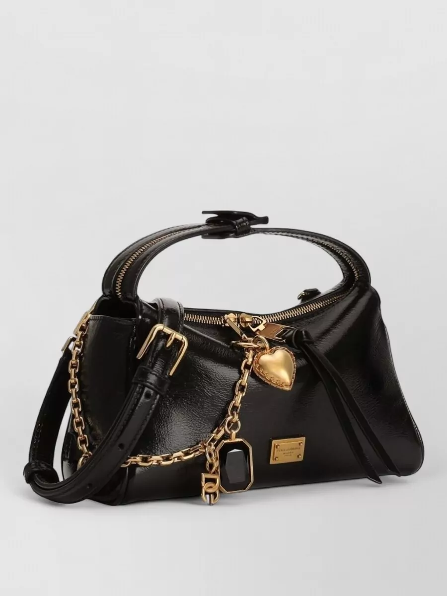 Dolce&Gabbana Vittoria Leather Bag Chain Strap Heart Charm