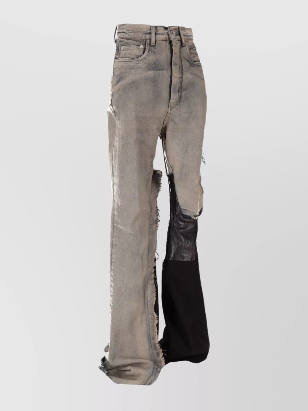 Rick Owens Bootcut Trousers Featuring Frayed Edges