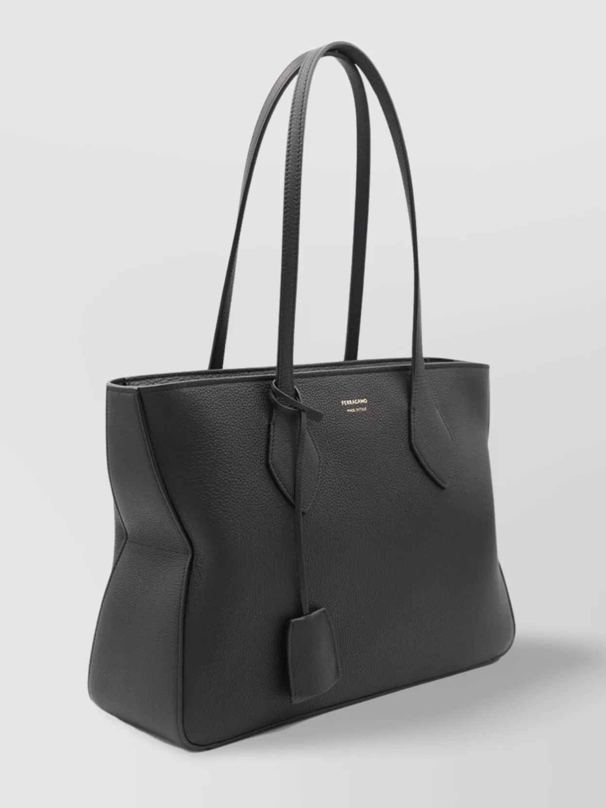 Shop Ferragamo Structured Pebbled Tote Bag With Detachable Tag