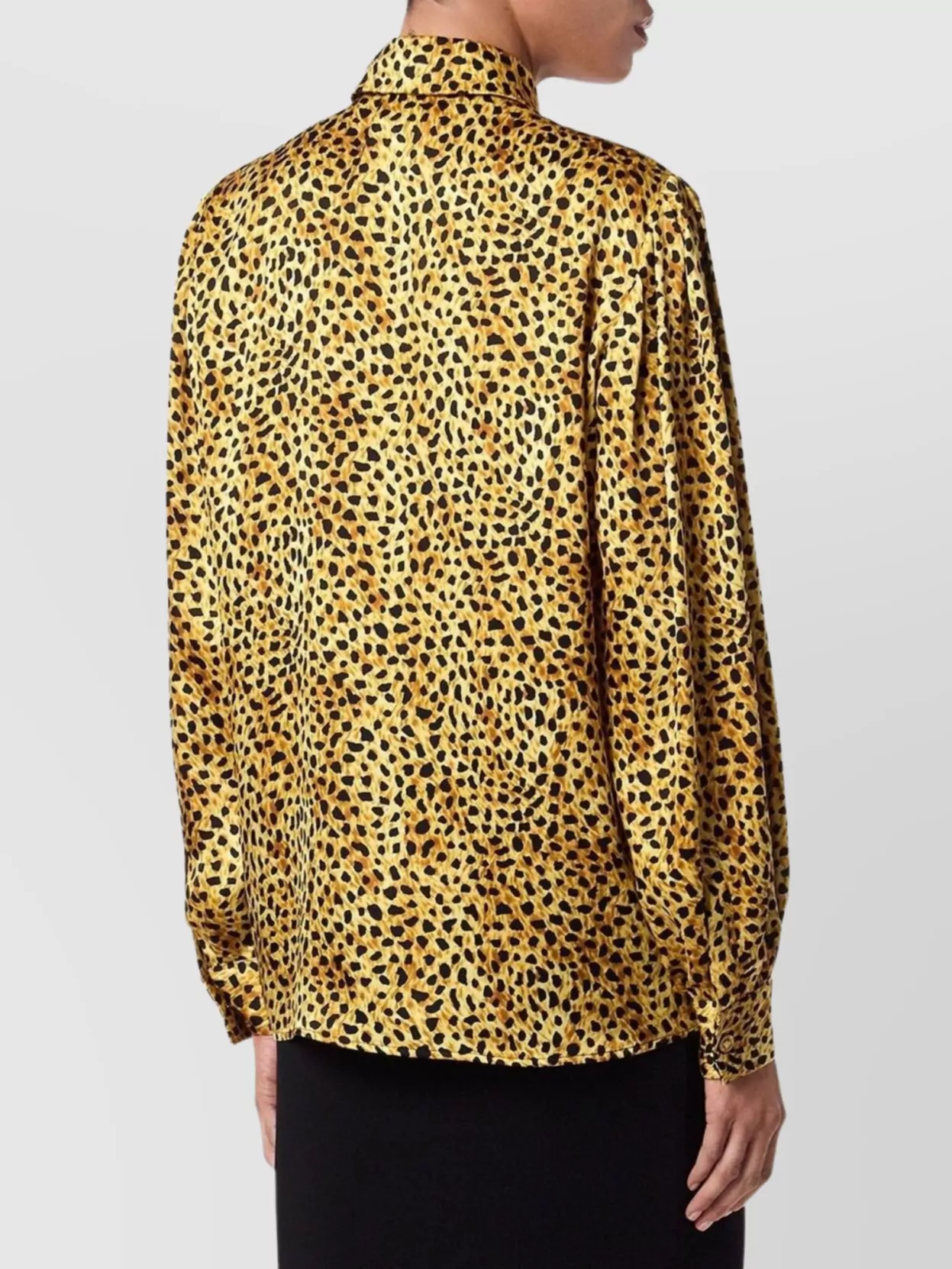 Versace Long Sleeve Satin Animal Print Top